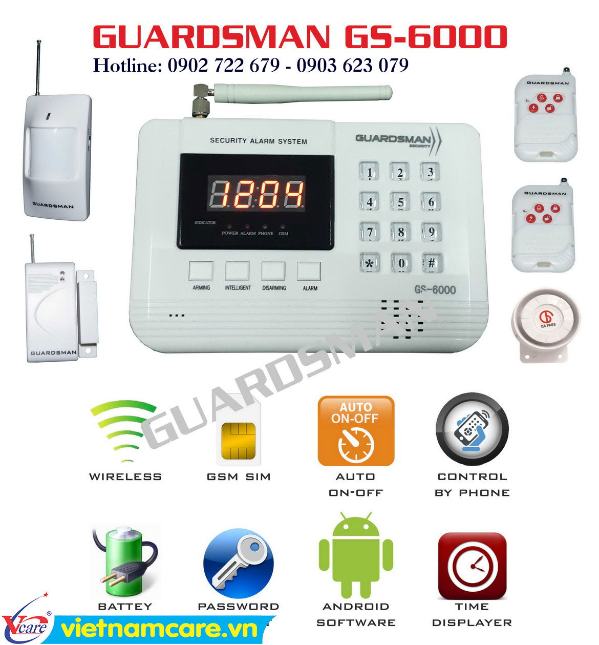 Hướng dẩn sử dụng và cài đặt hệ thống báo động GUARDSMAN GS-6000