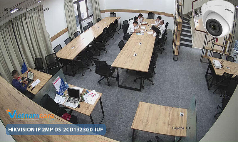 Demo lắp đặt camera dome IP Hikvision DS-2CD1323G0-IU cho văn phòng