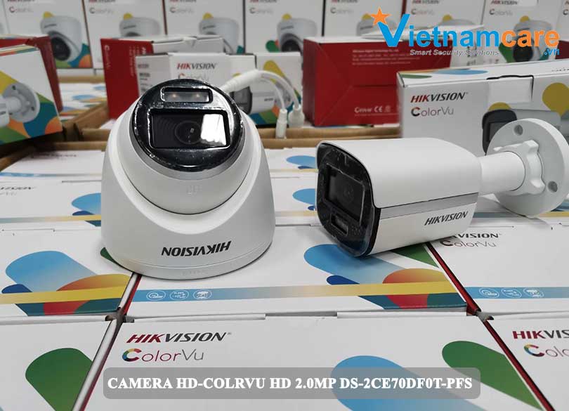 CAMERA DOME HD-COLORVU CÓ MÀU 24/7, CÓ ÂM THANH HD 2.0MP HIKVISION DS-2CE70DF0T-PFS