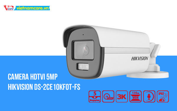 Camera HDTVI Colorvu 5MP HIKVISION DS-2CE10KF0T-FS