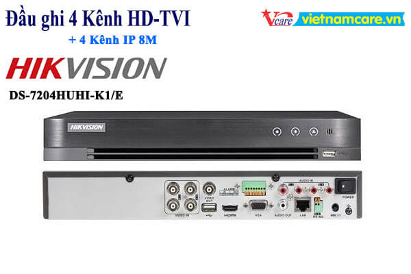 Đầu ghi hình Hybrid TVI-IP 4 kênh TURBO 4.0 HIKVISION DS-7204HUHI-K1/E