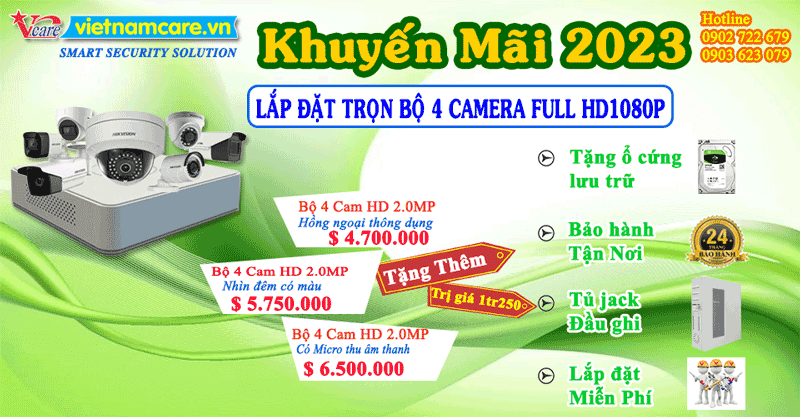 Khuyến mãi lắp đặt trọn bộ camera có dây tại TPHCM của Vietnamcare
