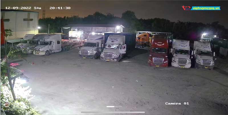 Hình ảnh thực tế ban đêm hệ thống camera HD Colorvu được lắp đặt cho bãi xe tại Tây Ninh