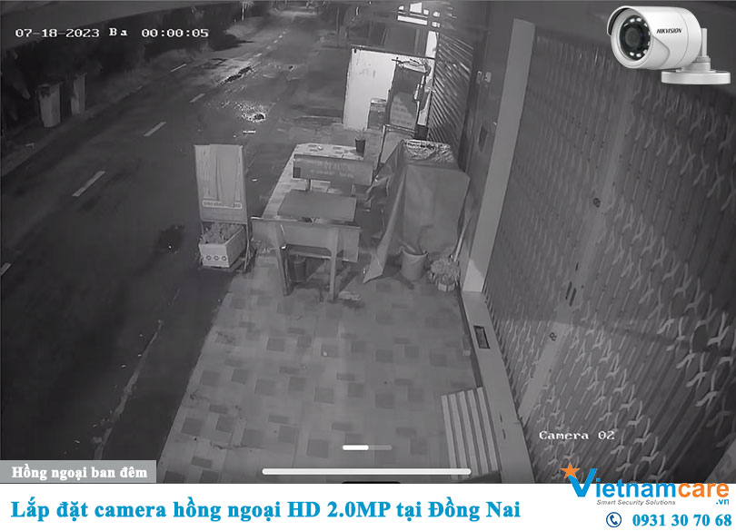 Hình ảnh lắp đặt camera cho khu vực phòng trọ tại Đồng Nai - Ban đêm