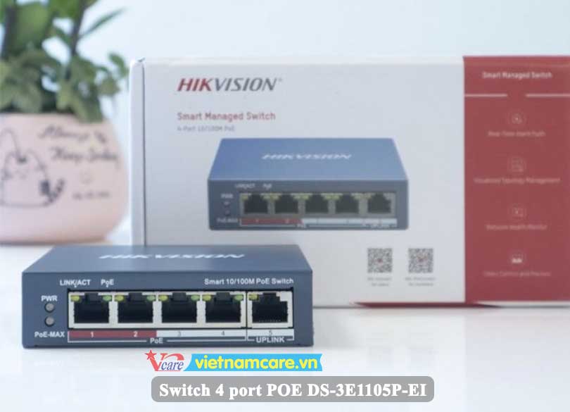 Smart Switch POE 4 cổng HIKVIOSN DS-3E1105P-EI - Hàng chính hãng HIKVISION