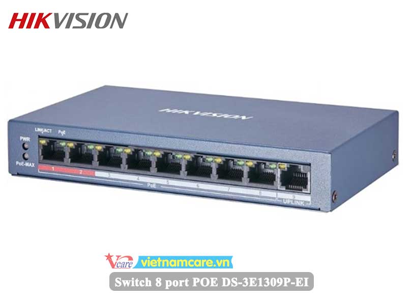 Thiết bị mạng Smart Switch POE 8 cổng HIKVIOSN DS-3E1309P-EI - Bảo hành 2 năm