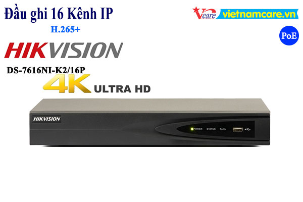 Đầu ghi hình camera IP Ultra HD 4K 16 kênh HIKVISION DS-7616NI-K2/16P