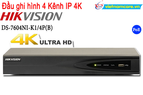 Đầu ghi hình camera IP 4 kênh HIKVISION DS-7604NI-K1/4P(B)