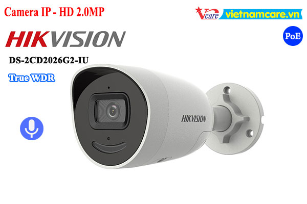 Camera IP AcuSense thân trụ 2MP HIKVISION DS-2CD2026G2-IU