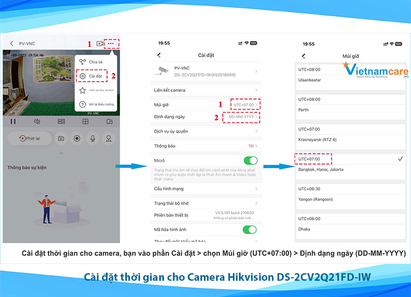Hướng dẫn cài đặt thời gian cho camera hikvision DS-2CV2Q21FD-IW