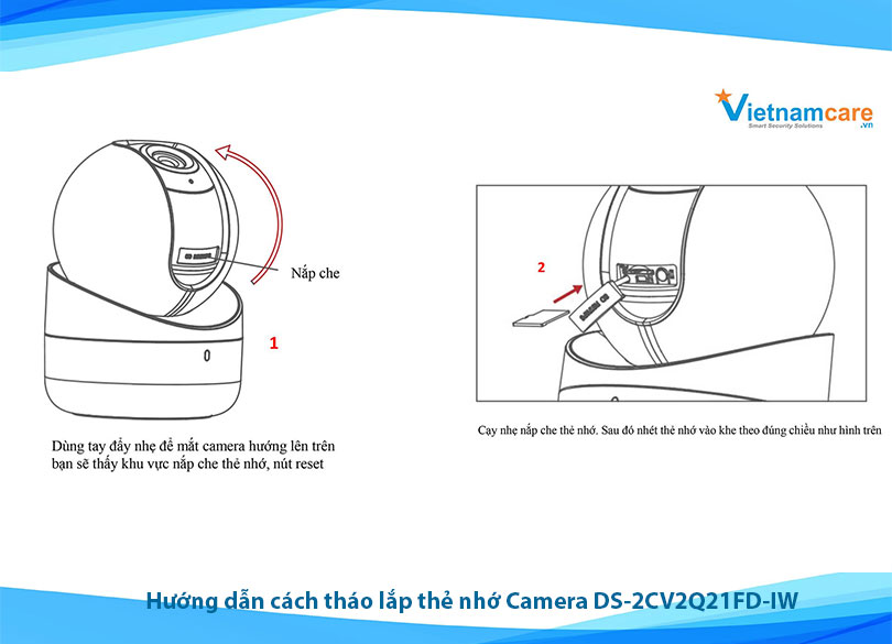 Hướng dẫn cách tháo và lắp thẻ nhớ cho Camera không dây Hikvision DS-2CV2Q21FD-IW