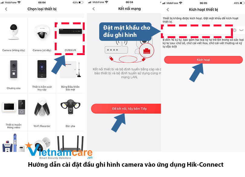 Kết nối đầu ghi hình camera vào tài khoản của ứng dụng Hik-Connect