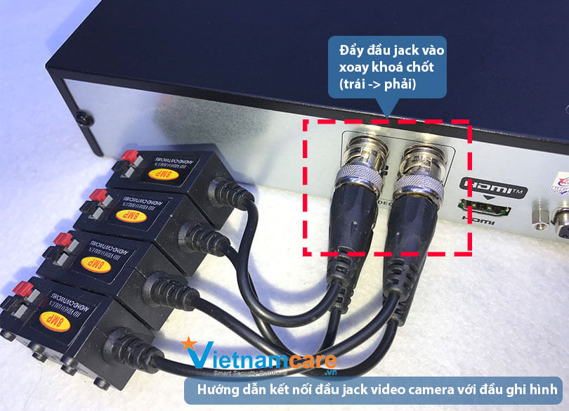 Hướng dẫn cách lắp đặt đấu nối jack tín hiệu cho camera vào đầu ghi hình