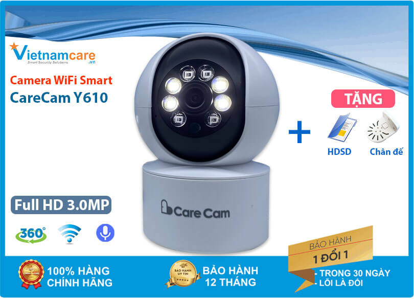 Camera không dây giá rẻ xoay 360 độ CareCam Color Y610-3M có màu ban đêm