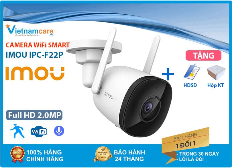 Camera thân không dây WiFi ngoài trời IMOU IPC-F22P Full HD 2.0MP