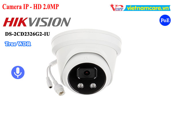 Camera IP Dome hồng ngoại 2.0 Megapixel HIKVISION DS-2CD2326G2-IU