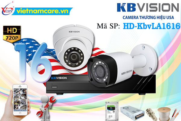 Lắp 16 camera giám sát Kbvision HD 1.0Mp