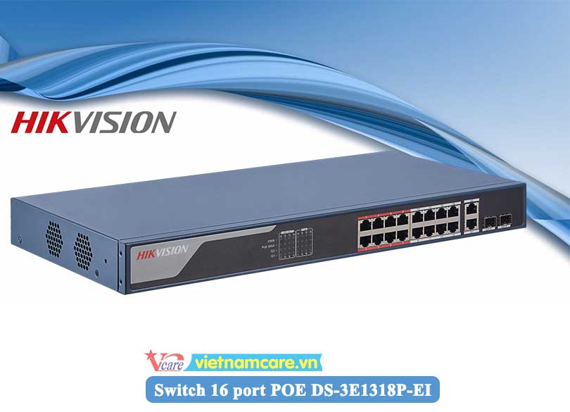 Thiết bị mạng Smart Switch POE 16 cổng HIKVIOSN DS-3E1318P-EI