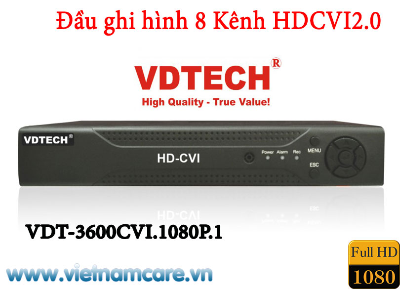 Đầu ghi hình 8 kênh HDCVI VDTECH VDT-3600CVI.1080P.1